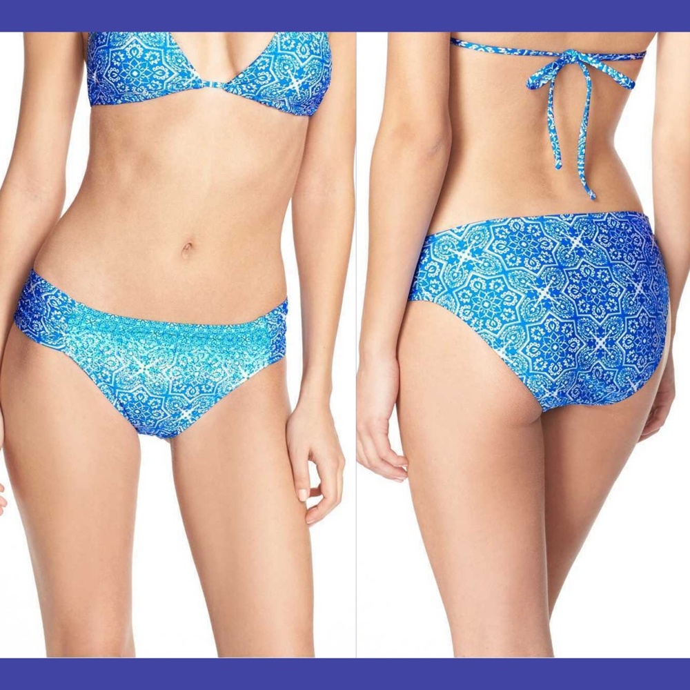 NWT! La Blanca Tile' Side‎ Shirred Hipster Bikini Bottoms [SZ 14 ] Blue